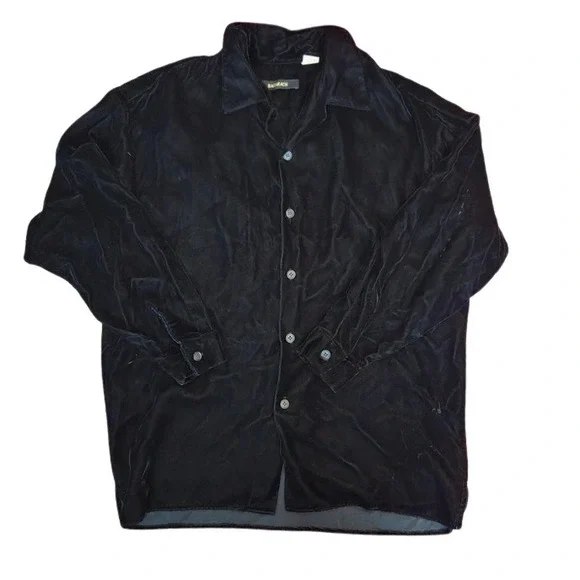 True Vtg Whimsigoth Velveteen Button Up Fairy Witchy Goth Vampy Collared Shirt - Picture 4 of 9